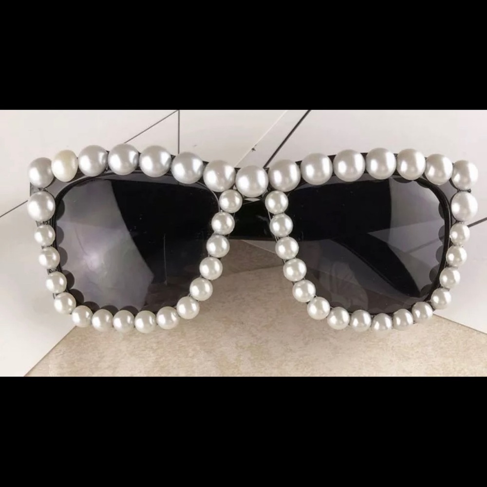 Square Oversized Sunglasses Faux Pearl